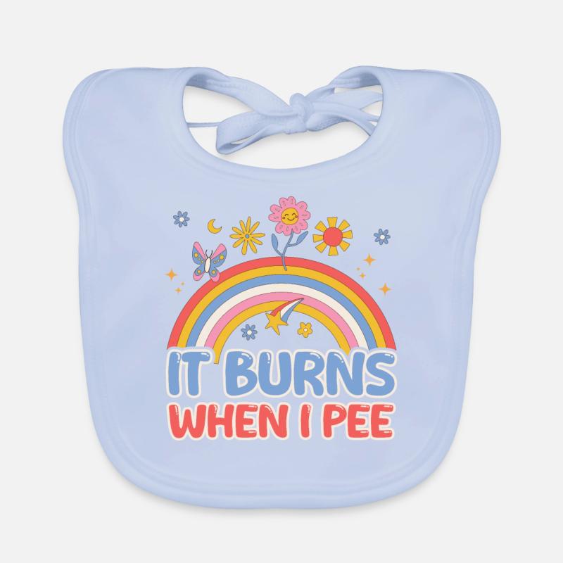 Funny saying "It Burns when I Pee"! Organic Baby Bibs
