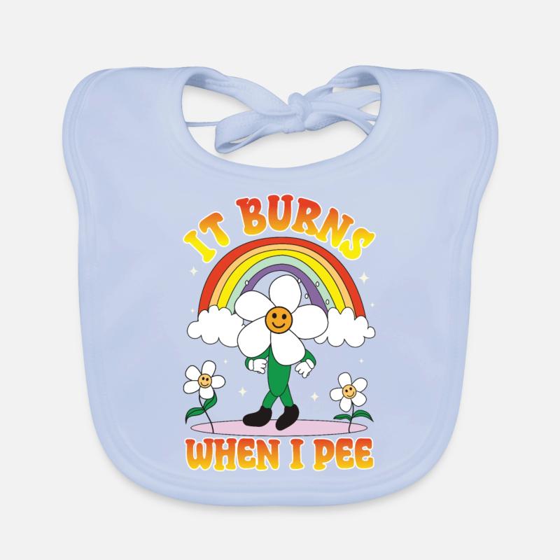 Funny saying "It Burns when I Pee"! Organic Baby Bibs