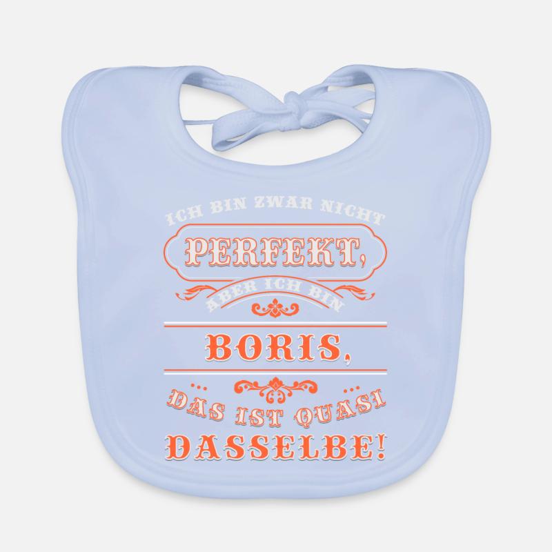 Funny BORIS for Name Day with Name Name Organic Baby Bibs