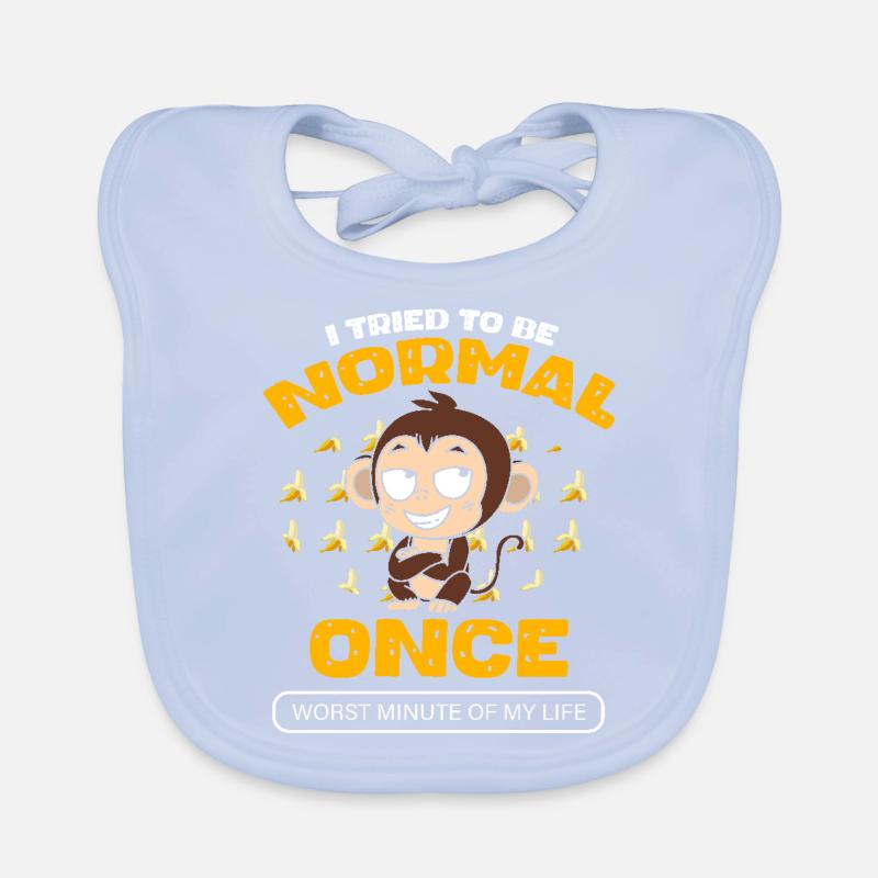 Funny Monkey With Bananas Trying To Be Normal Organic Baby Bibs