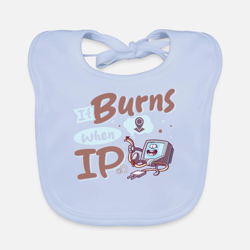 Lustiger Spruch "It Burns when i Pee"! Baby Bio-Lätzchen