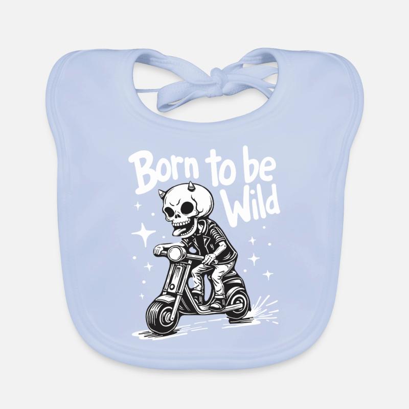Skull Devil sur Scooter - Bavoir bio Bébé - bleu ciel