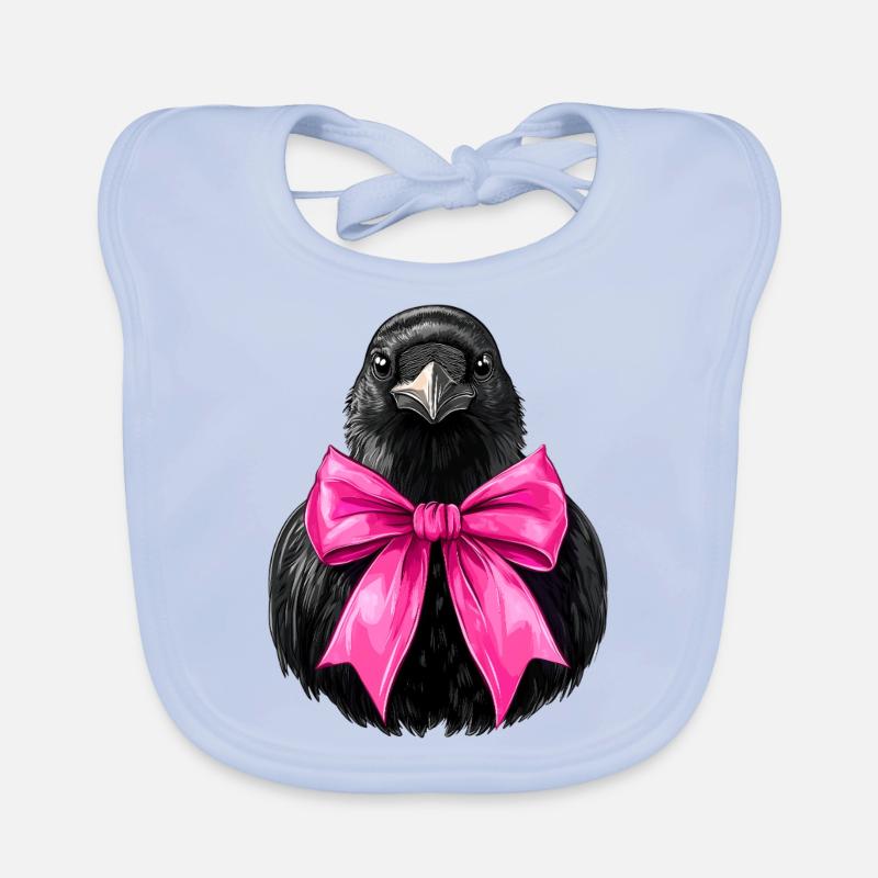 Coquette Bogen Krähe Rabe Vogel Mädchen Mama rosa Baby Bio-Lätzchen