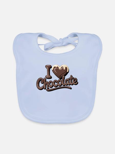Chocolate Passion I Love Chocolate - Baby Bio-Lätzchen - sky Blue - Vorne