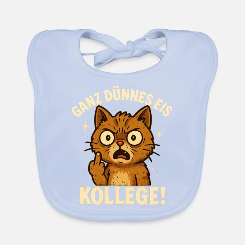 Doigt d’honneur chat lundi collègue de bureau - Bavoir bio Bébé - bleu ciel