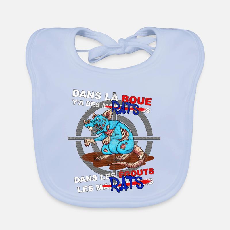 Les rats - Bavoir bio Bébé - bleu ciel