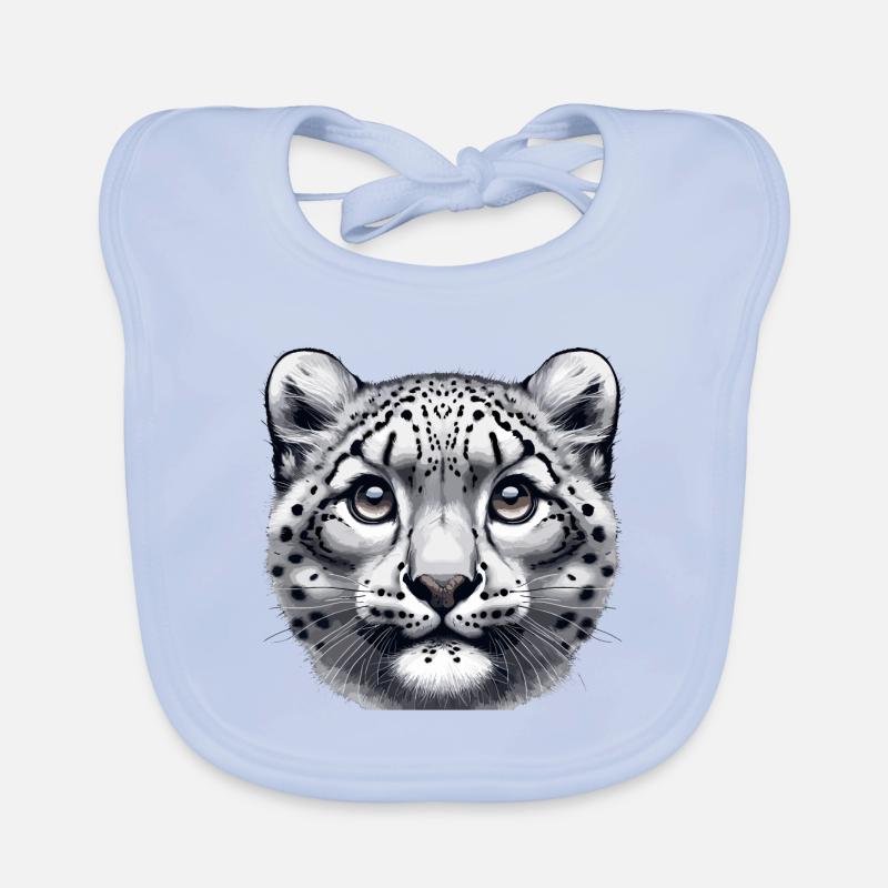 Snow Leopard Leopard White Leopard Organic Baby Bibs