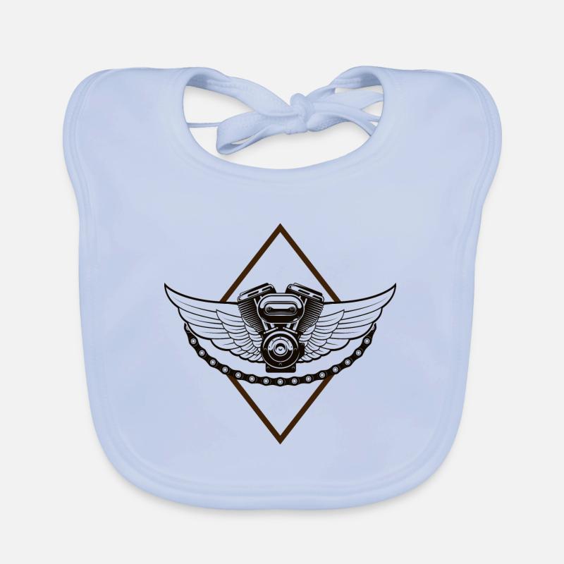 Vintage engine with wing - Biker - Motorcycle Organic Baby Bibs