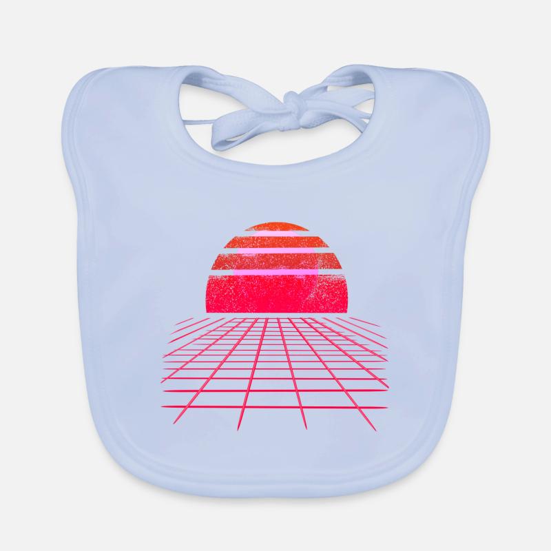 Sunset Vaporwave Retro Wave - Baby Bio-Lätzchen - sky Blue