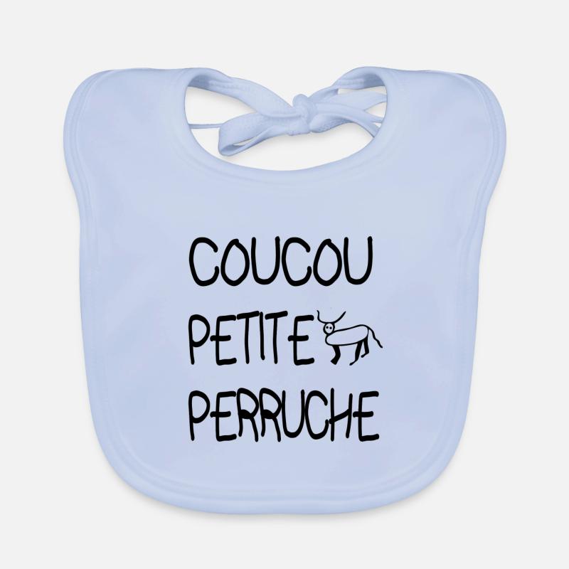 Coucou petite perruche - Dikkenek - Bavoir bio Bébé - bleu ciel