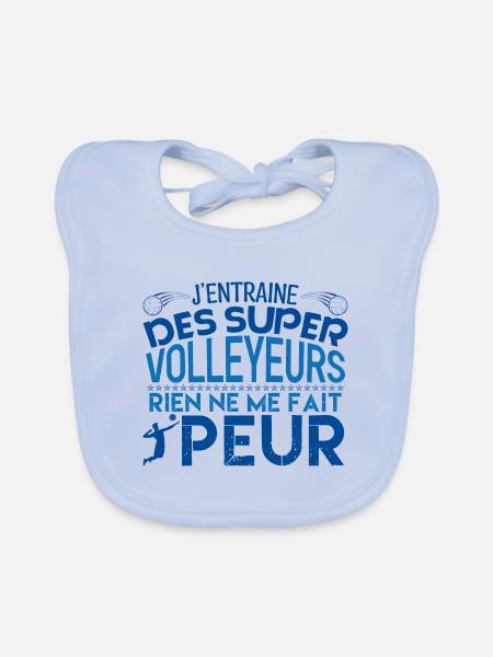 coach Volleyball Cadeau coach Volleyball - Bavoir bio Bébé - bleu ciel - Devant