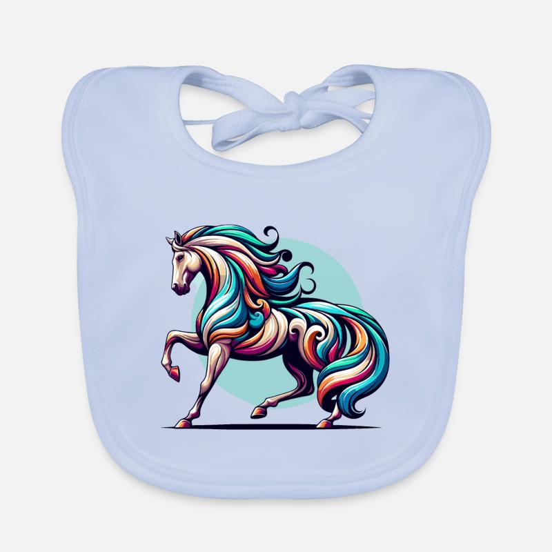 Art coloré du cheval Bavoir bio Bébé