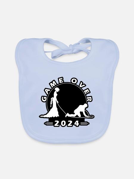Game Over 2024 Hochzeit - Baby Bio-Lätzchen - sky Blue - Vorne