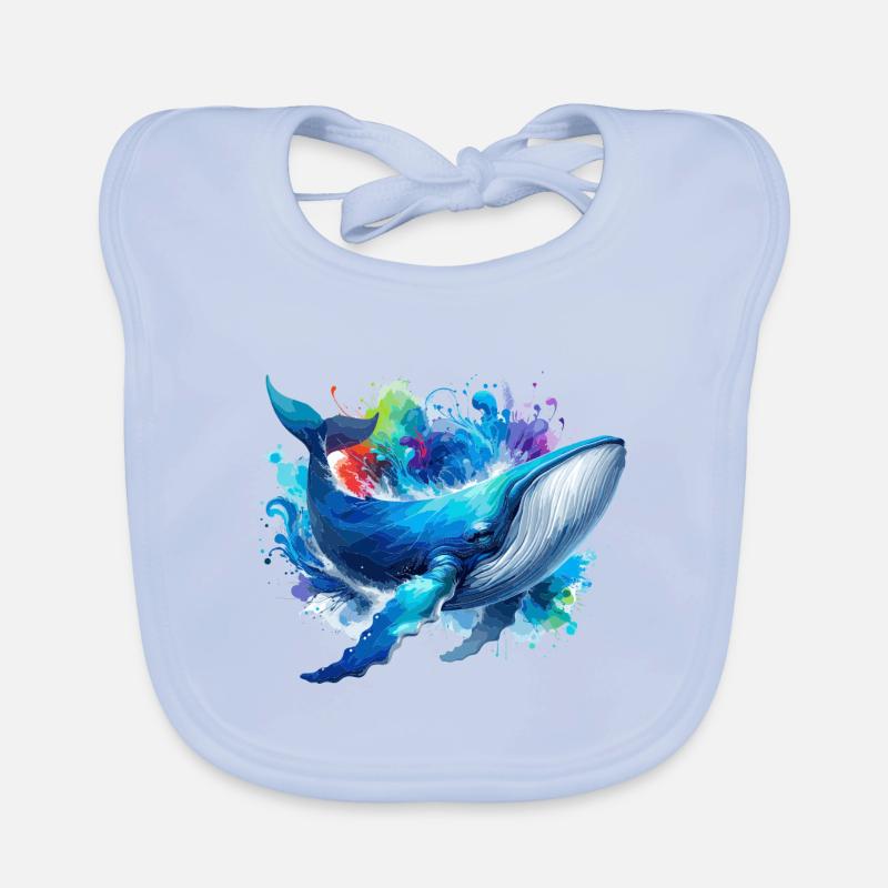 Blauwal Bunter Hintergrund - Baby Bio-Lätzchen - sky Blue
