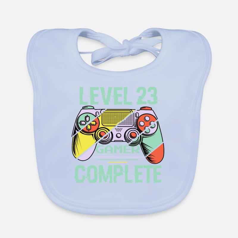 Level 23 Complete 23 Years Old Gamer Level 23 Complete Organic Baby Bibs