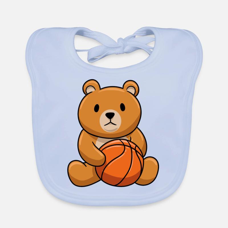 Basket-ball Teddy Bear - Bavoir bio Bébé - bleu ciel