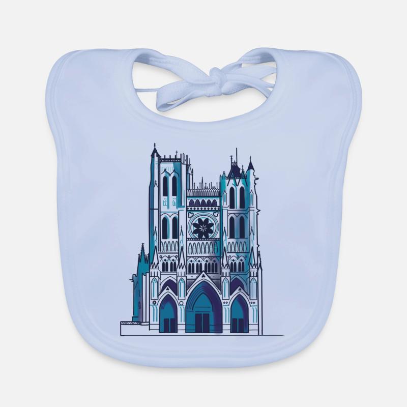 Cathédrale d’Amiens - Bavoir bio Bébé - bleu ciel