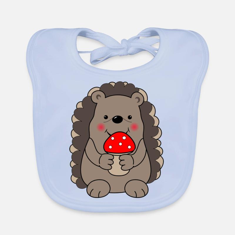 Hedgehog with toadstool Organic Baby Bibs