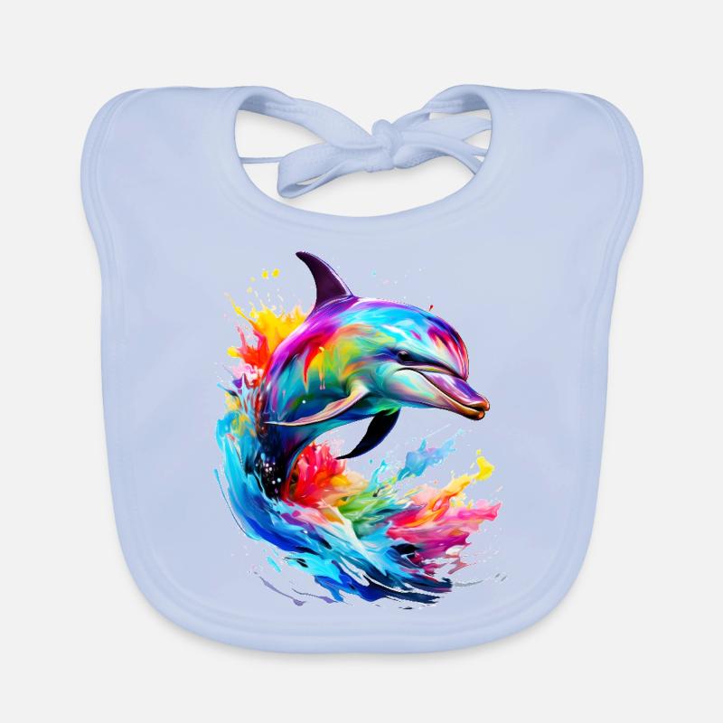 Bemalter Delfin Baby Bio-Lätzchen