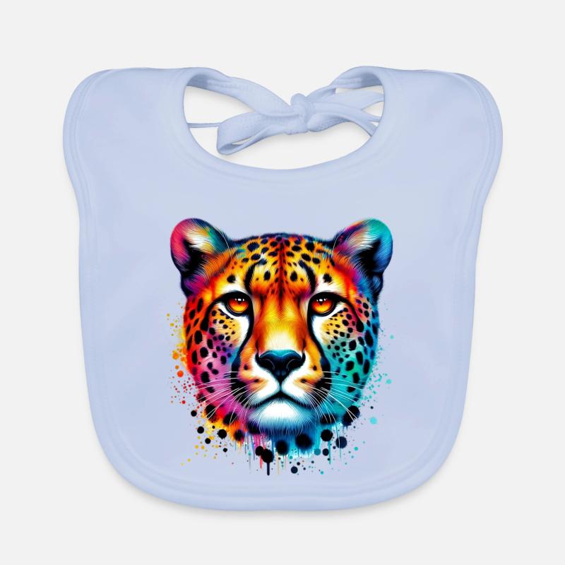 Guépard - Bavoir bio Bébé - bleu ciel