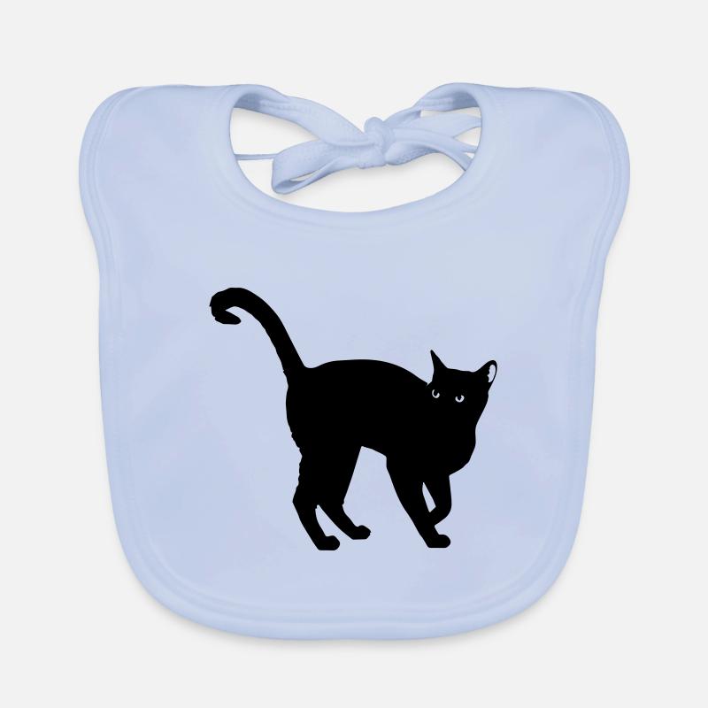 silhouette de chat noir - silhouette de chat noir - Bavoir bio Bébé - bleu ciel