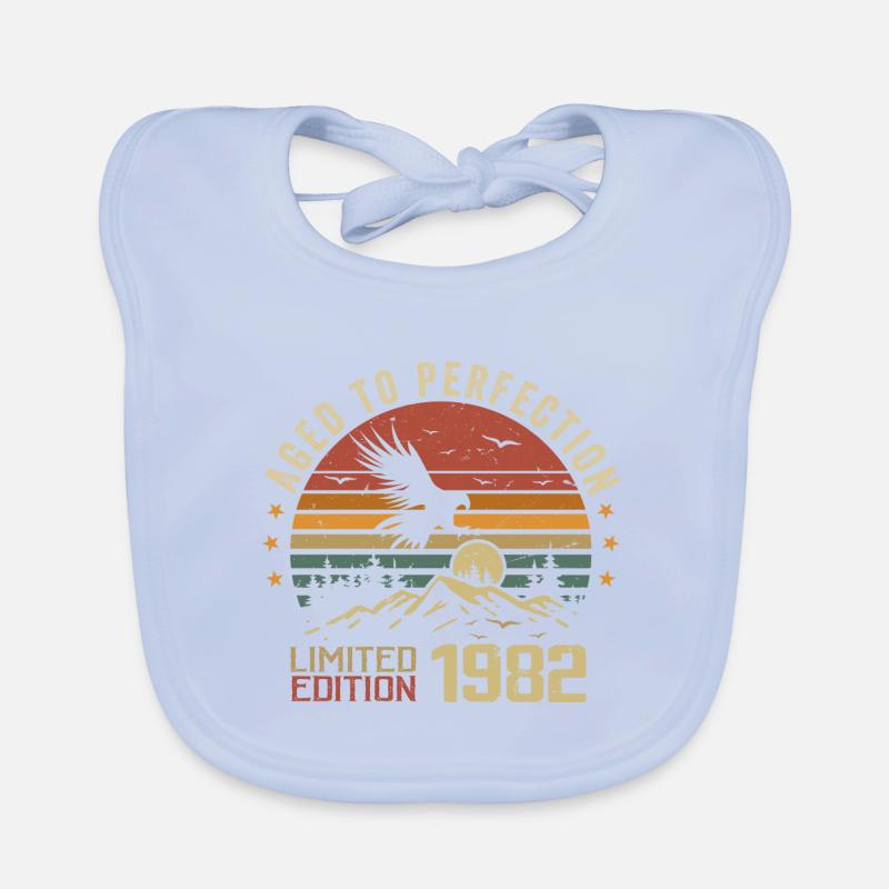 Vintage 1982 Edition Limitée 1982 Retro 1982 - Bavoir bio Bébé - bleu ciel