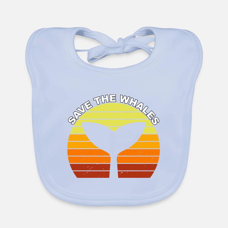 Save the Whales Ocean Orca Blue Whale Humpback Whale Organic Baby Bibs