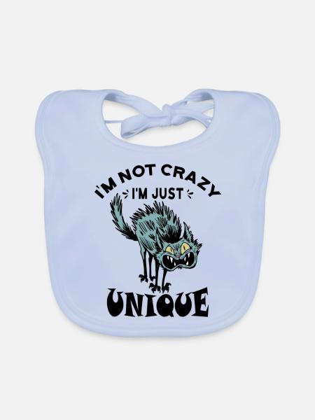 Je ne suis pas fou, je suis juste unique - Bavoir bio Bébé - bleu ciel - Devant