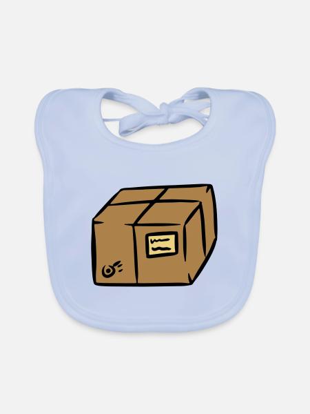 Paquet package paquetpost postman envoi - Bavoir bio Bébé - bleu ciel - Devant