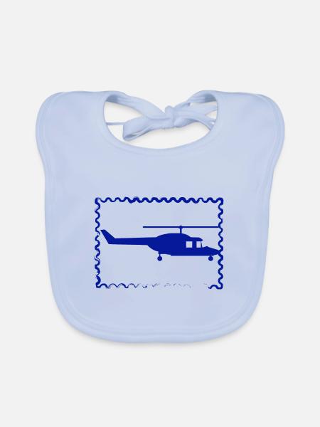 Helikopter - Hubschrauber - Rotorflugzeug - Baby Bio-Lätzchen - sky Blue - Vorne