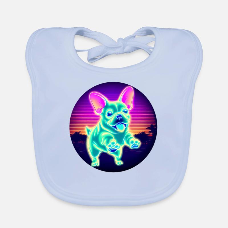 Bouledogue Français néon coucher de soleil Bavoir bio Bébé