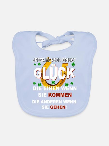Jeder Mensch bringt Glück - Baby Bio-Lätzchen - sky Blue - Vorne