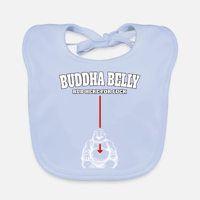Buddha Belly rub here for luck Organic Baby Bibs