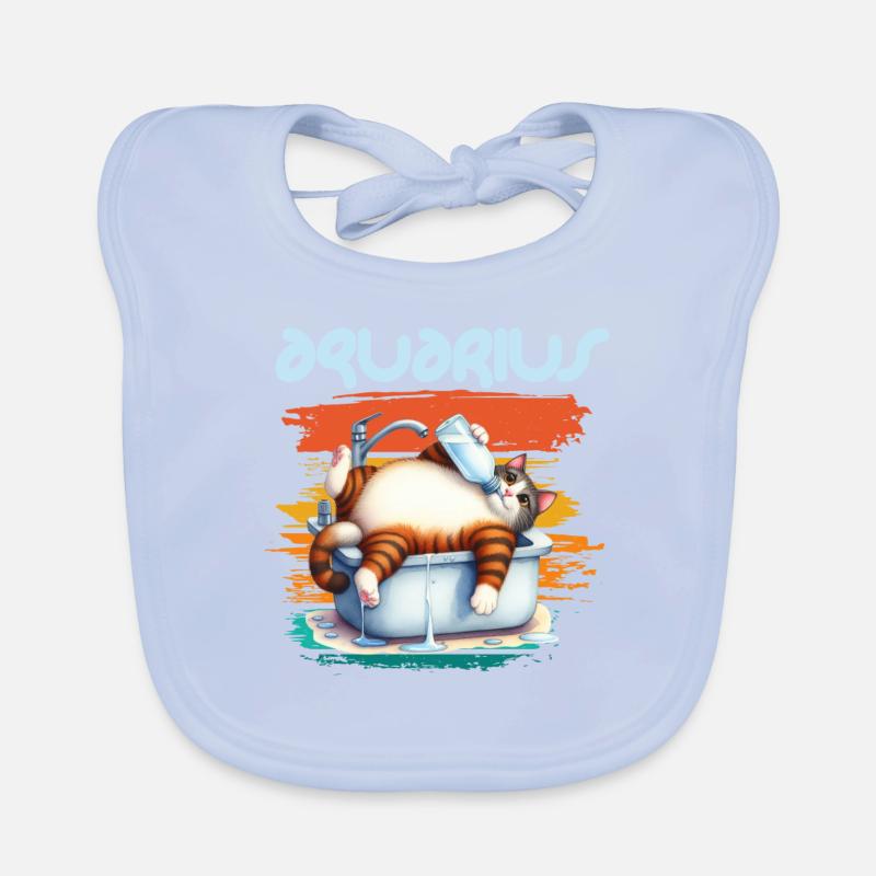 Zodiac - Sternzeichen - Aquarius - Wassermann - Baby Bio-Lätzchen - sky Blue