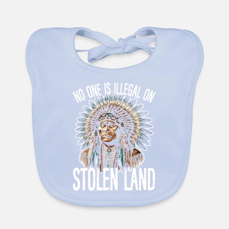 No one is illegal on stolen land Organic Baby Bibs