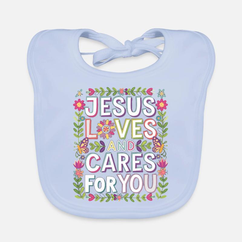 Jésus vous aime et prend soin de vous Bavoir bio Bébé