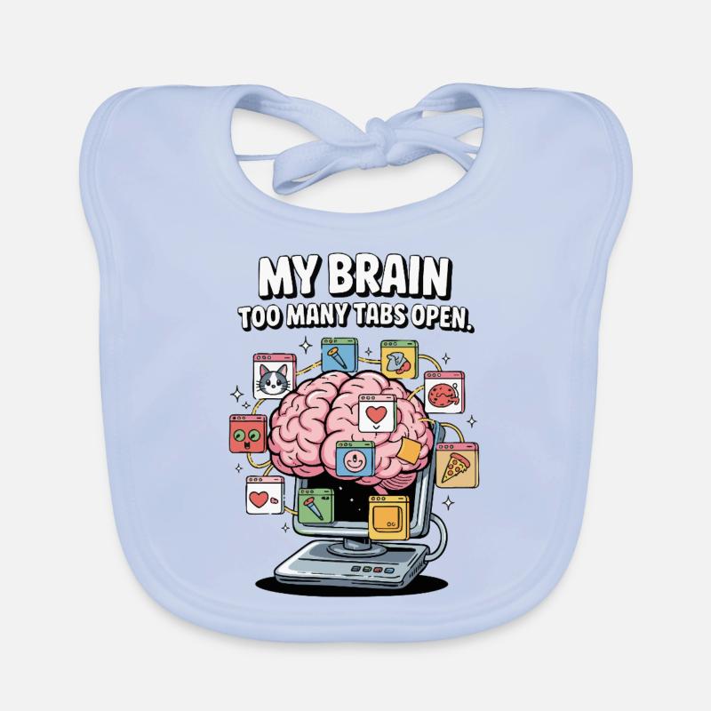 Too Many Tabs – ADD Brain Cartoon Design Organic Baby Bibs