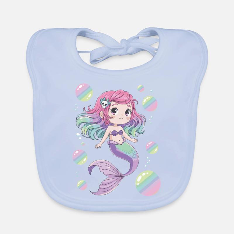 Mignonne Sirène Kawaii – Design Pastel Bavoir bio Bébé