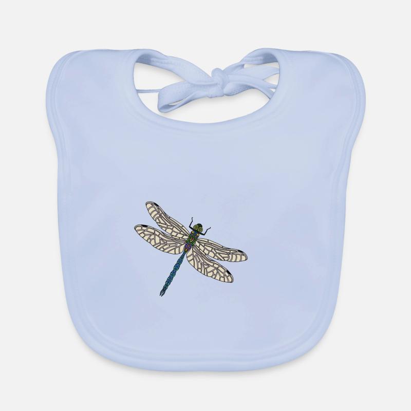 Dragonfly - Organic Baby Bibs - sky blue