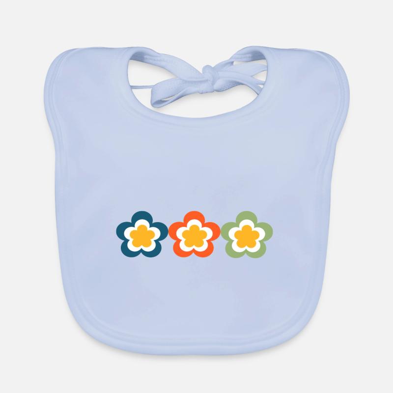 70s Flower Pattern Organic Baby Bibs