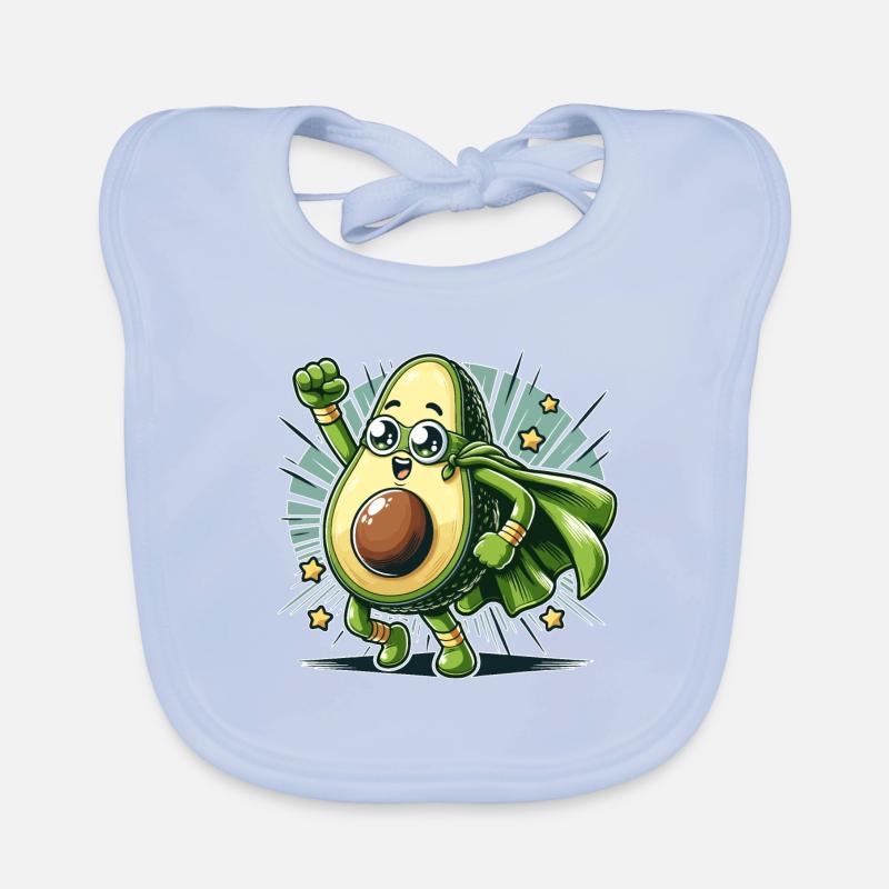 Puissance Avocat - Bavoir bio Bébé - bleu ciel