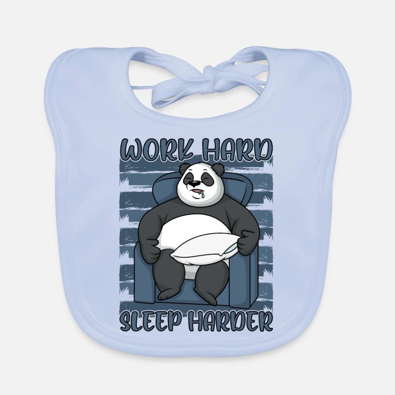 Panda Travailler dur Dormir plus dur Dire drôle Bavoir bio Bébé