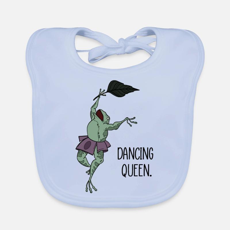 Dancing Queen Frog Dance Ballet - Bavoir bio Bébé - bleu ciel