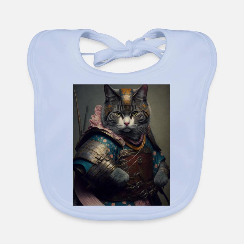 chatmurai 6 - Bavoir bio Bébé - bleu ciel