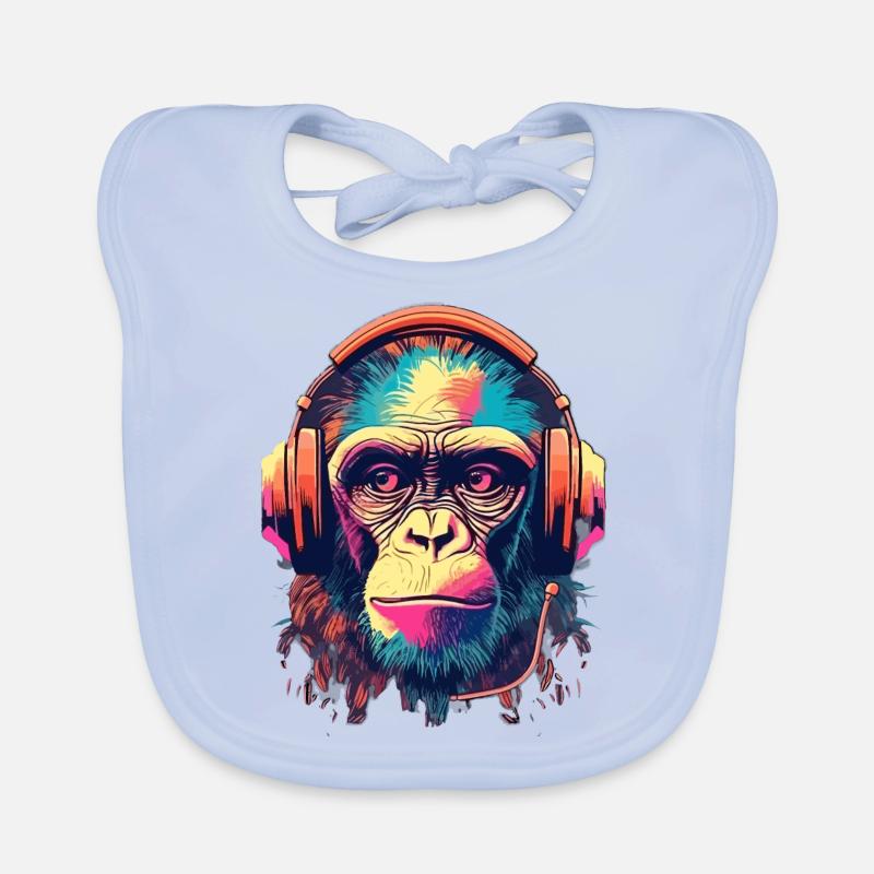 Monkey Beats - Baby Bio-Lätzchen - sky Blue