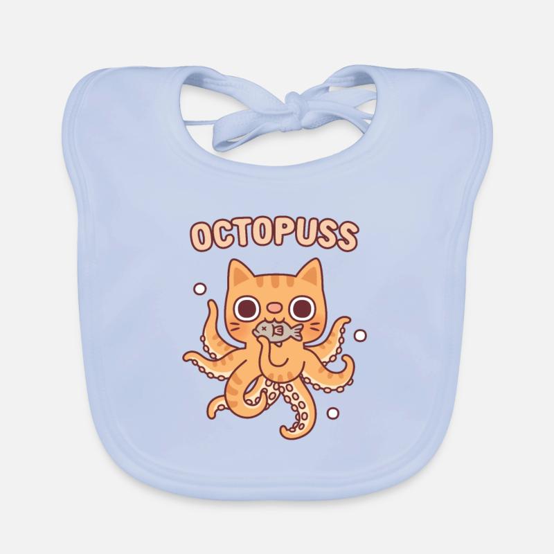 Cute Octopus Tabby Cat Octopuss Pun Funny Organic Baby Bibs