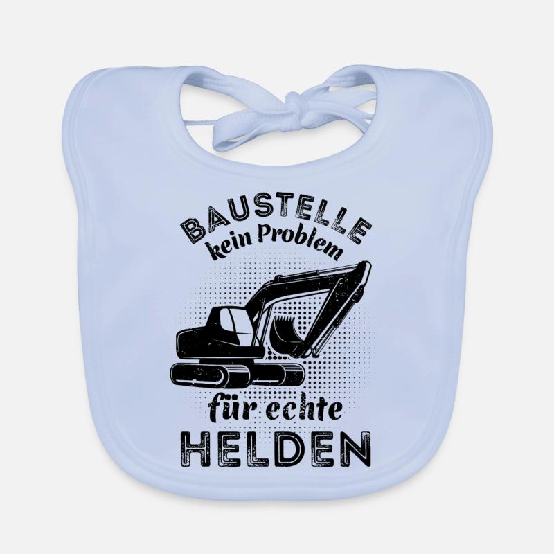 Baustelle - kein Problem für echte Helden - Bagger Baby Bio-Lätzchen