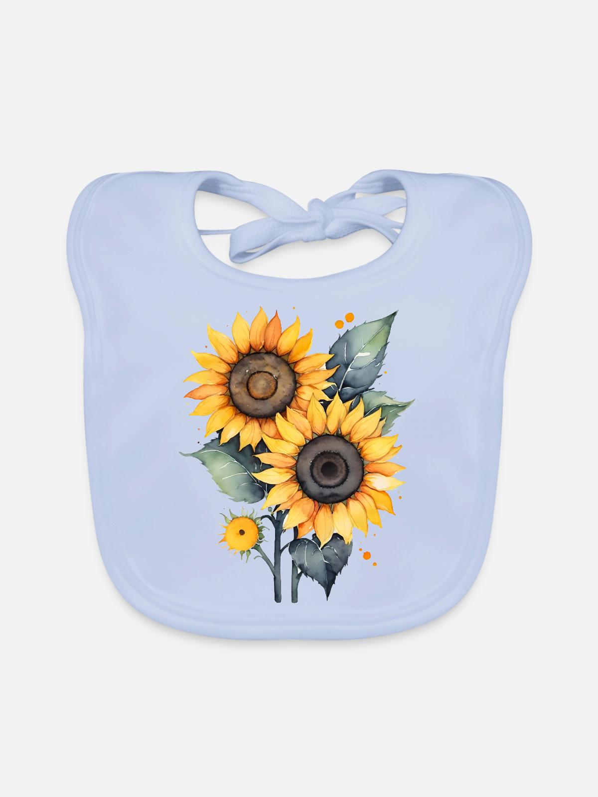 Sonnenblumen - Baby Bio-Lätzchen - sky Blue - Vorne