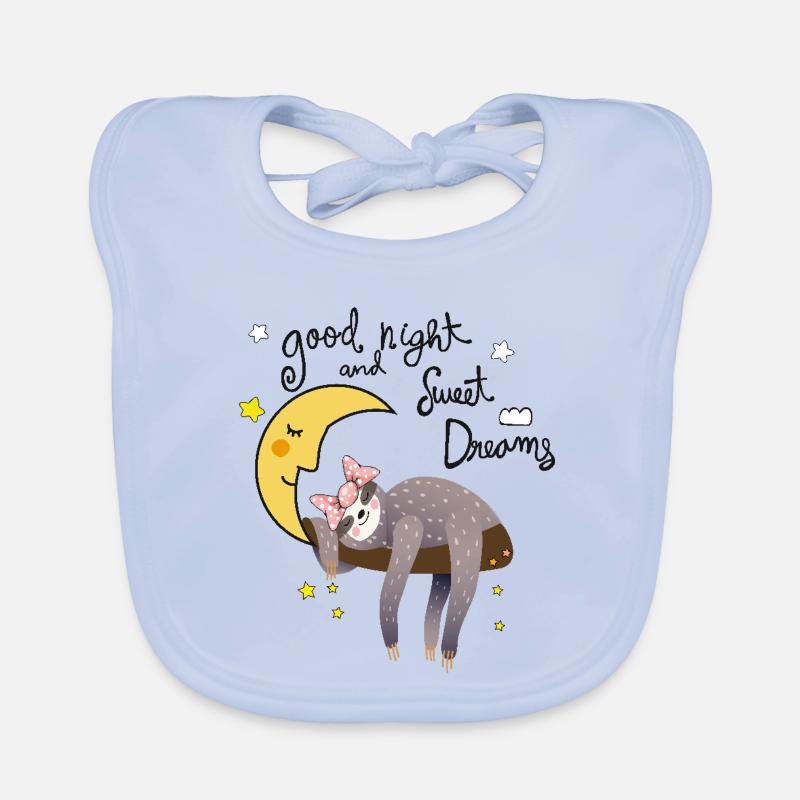 Faultier mit Mond - Baby Bio-Lätzchen - sky Blue