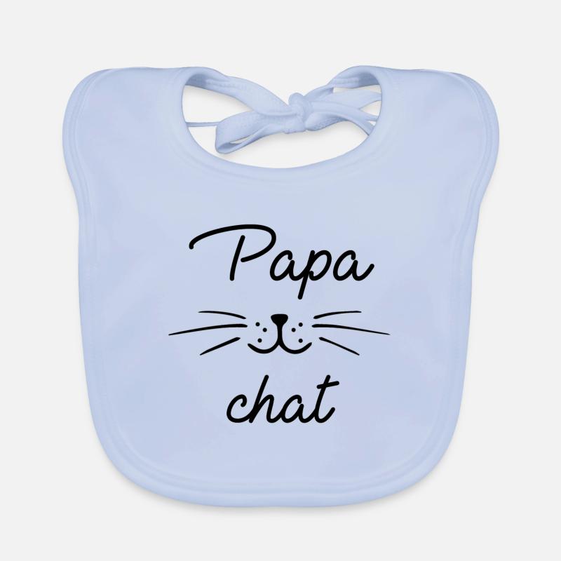 Papa chat - Bavoir bio Bébé - bleu ciel